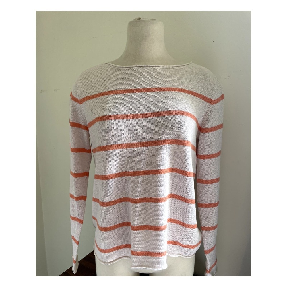 Eileen Fisher Size Small Womens Linen Striped‎ Sweater Top Casual Shirt